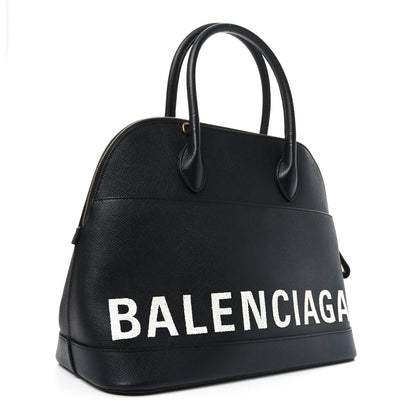 Balenciaga Signature Grained Calfskin Logo M Ville Top Handle Bag Black 3 of 9