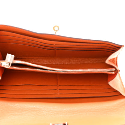 Hermes Chevre Mysore Kelly Longue Wallet Orange 5 of 16