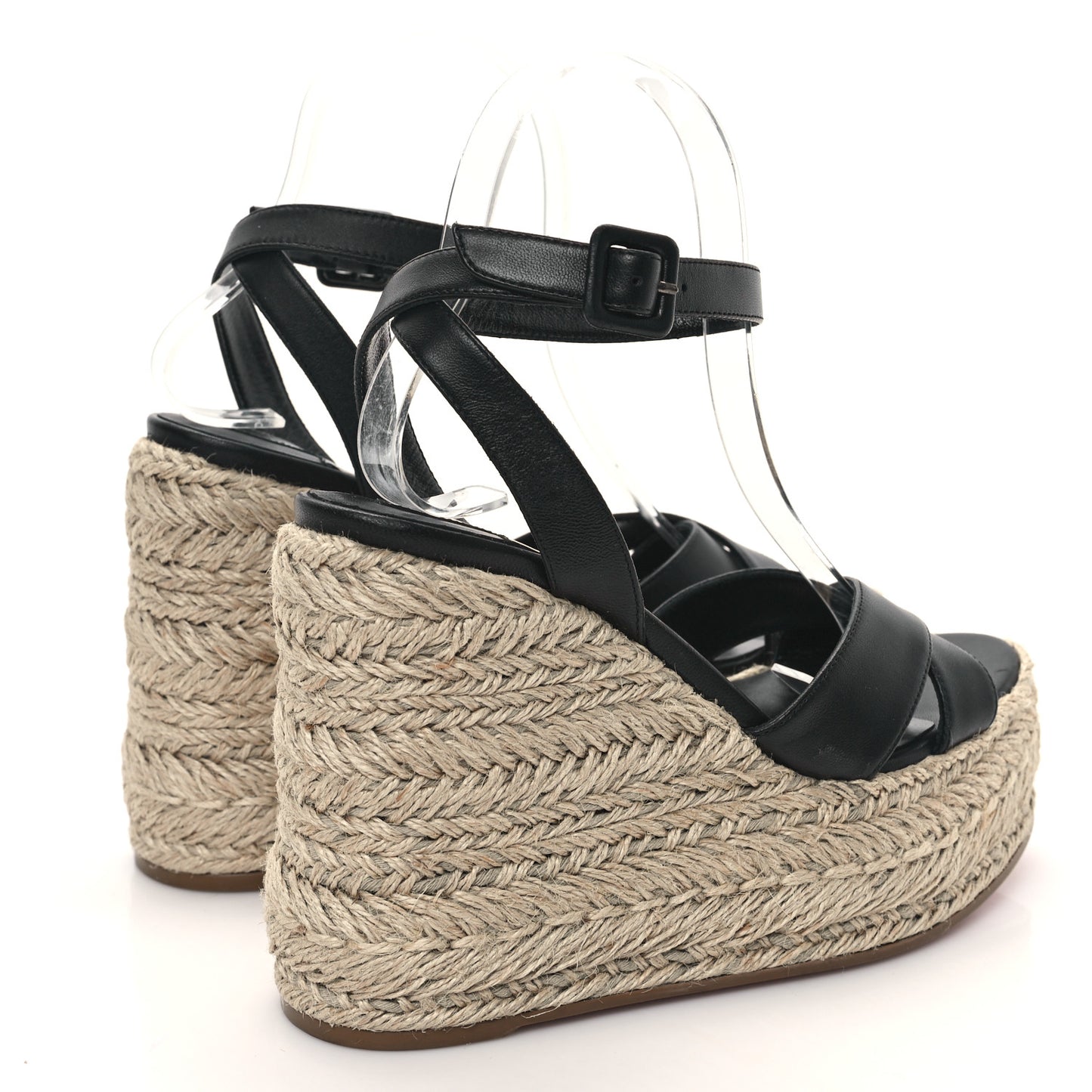 Goatskin Mariza Zeppa 130 Espadrille Sandals 38 Black Natural