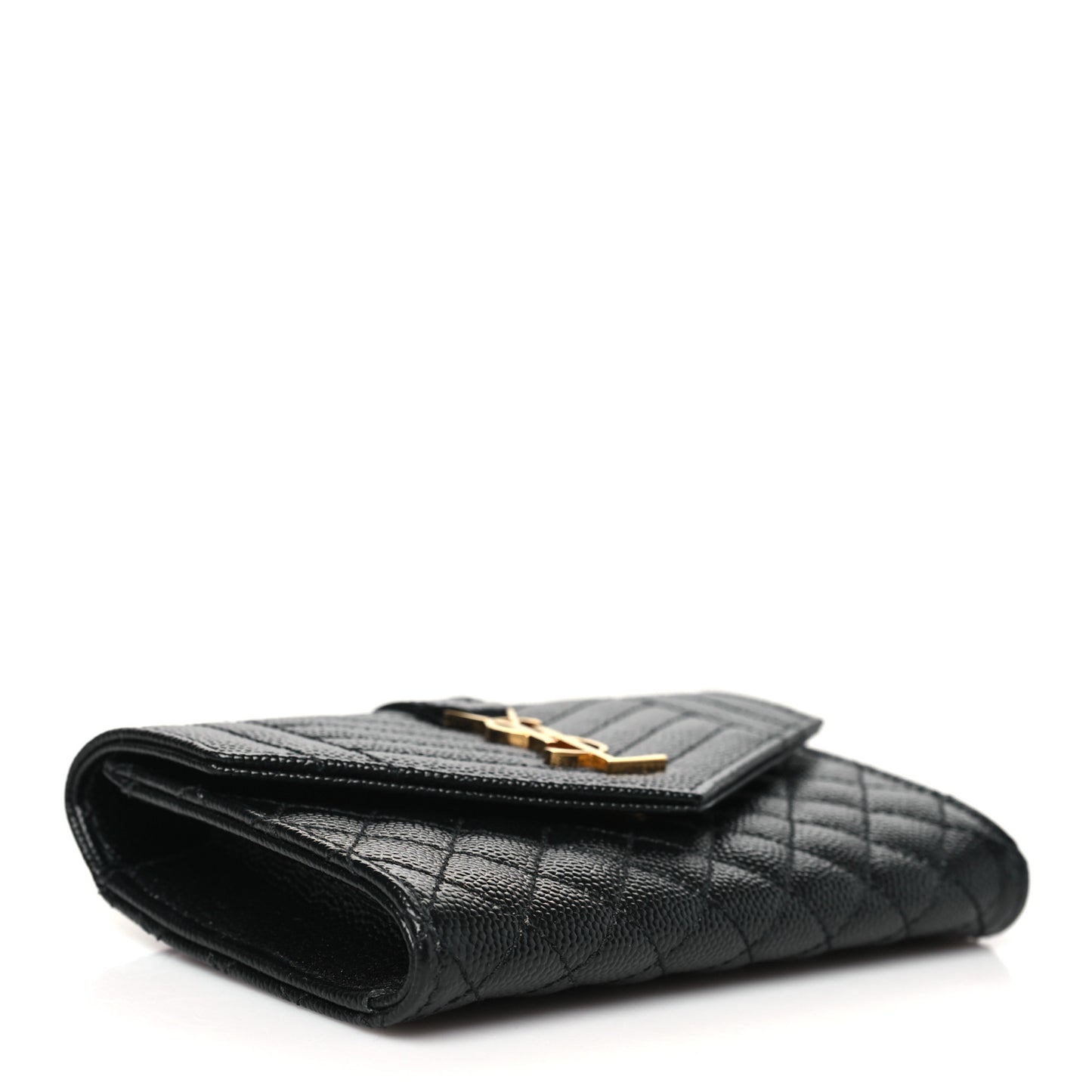 Grain De Poudre Textured Mixed Matelasse Triquilt Small Monogram Envelope Wallet Black