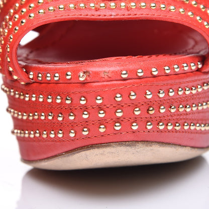 Christian Dior Calfskin Caged Studded Sandals 35 Rouge 11 of 12