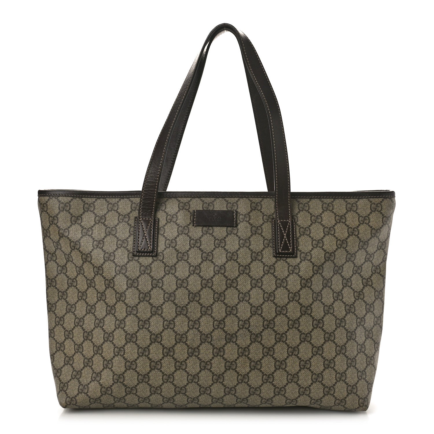 Gucci GG Supreme Monogram Medium Zippered Shopping Tote Dark Brown 1 of 12