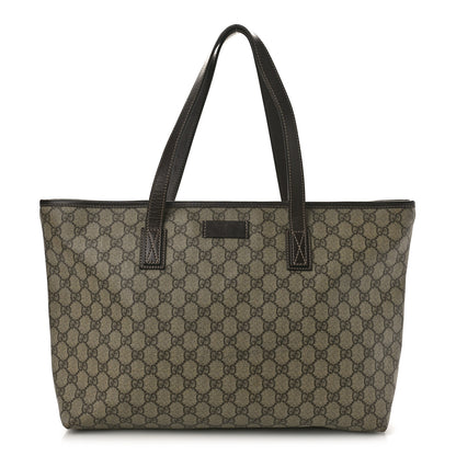 Gucci GG Supreme Monogram Medium Zippered Shopping Tote Dark Brown 1 of 12