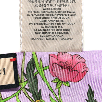 Gucci Silk Flora Neck Bow Scarf Purple Multicolor 4 of 4