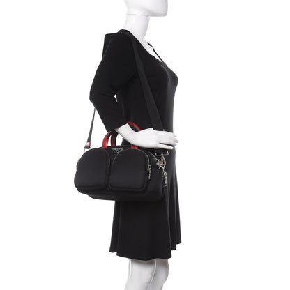 Prada Tessuto Nylon Pocket Top Handle Cargo Shoulder Bag Black Fuoco 2 of 10