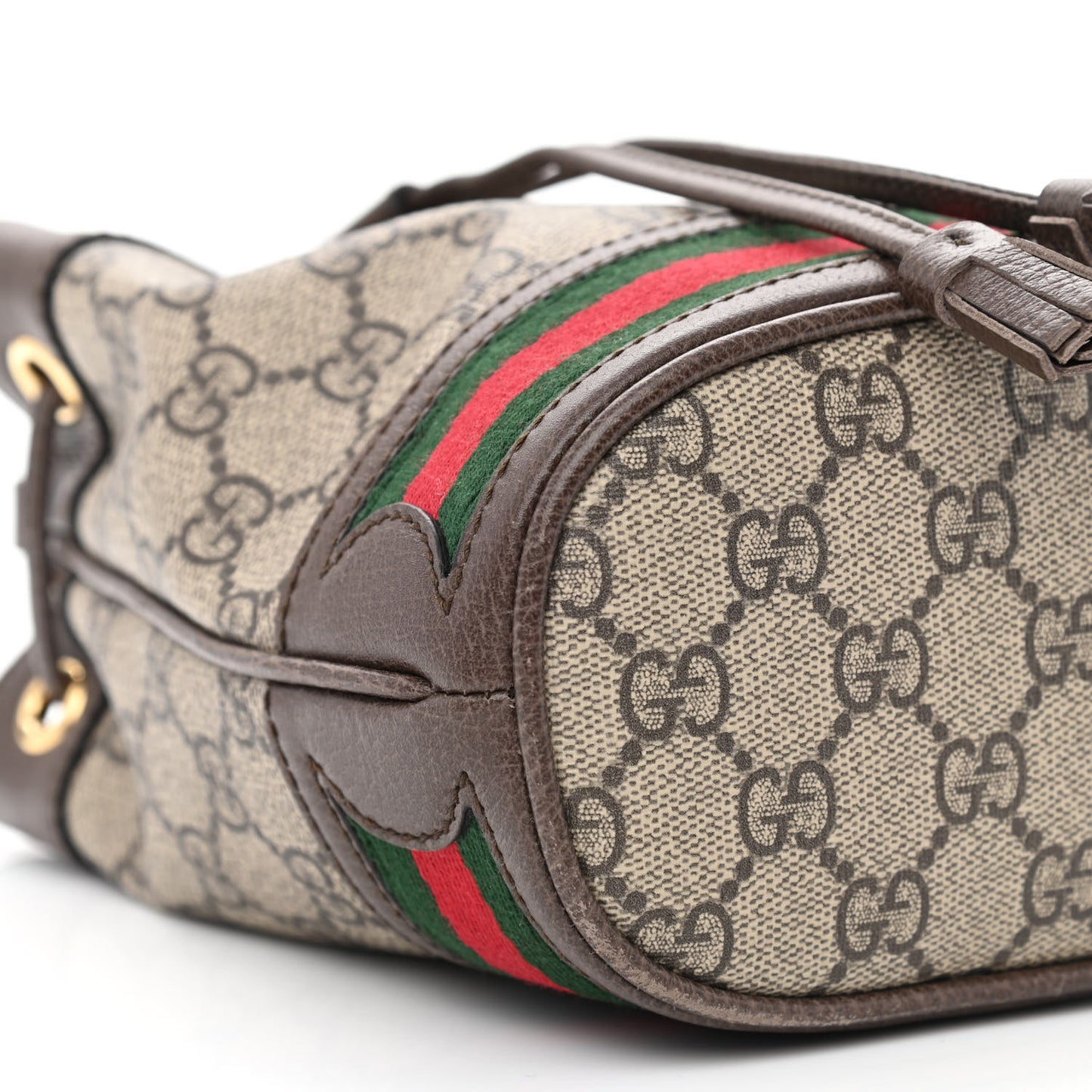 GG Supreme Monogram Web Mini Ophidia Bucket Bag Brown
