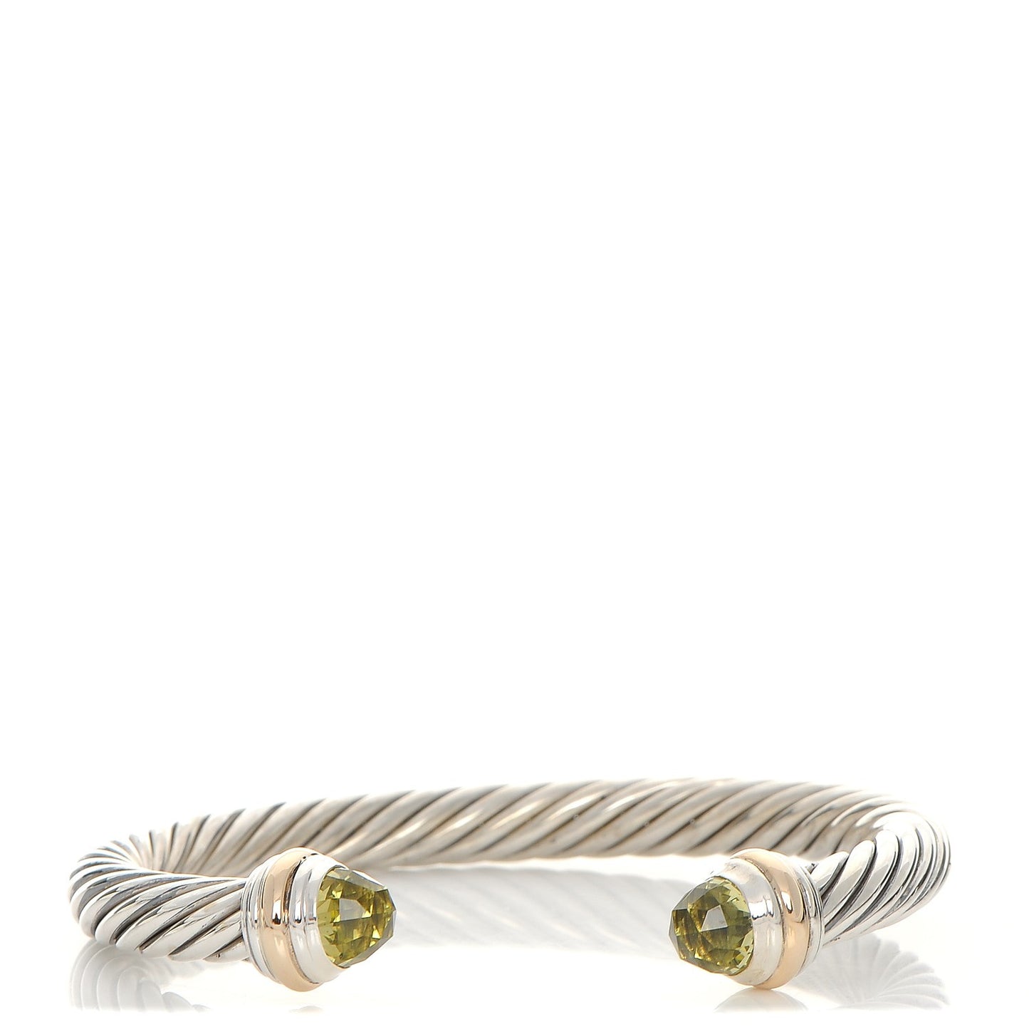 Sterling Silver 14K Yellow Gold Peridot 7mm Cable Classics Bracelet