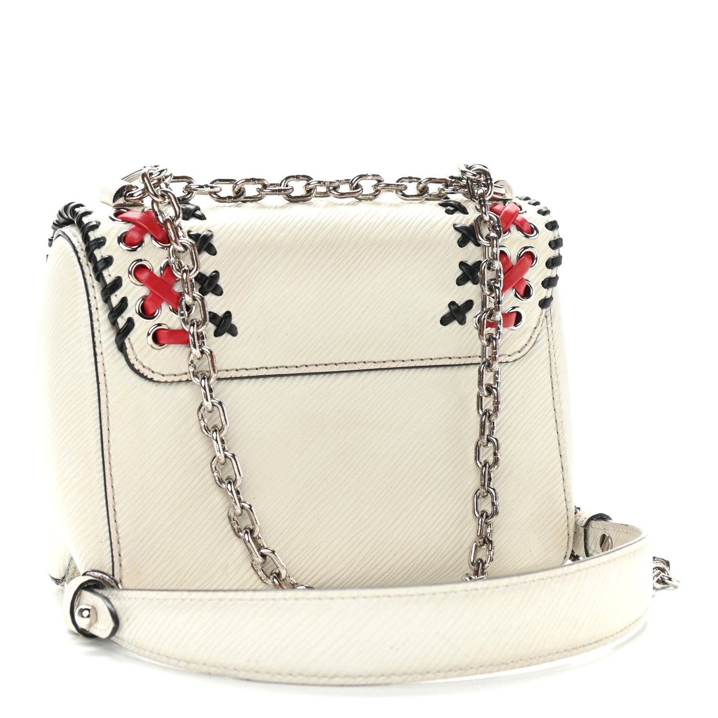 Epi Embroidered Twist Shoulder Bag PM White