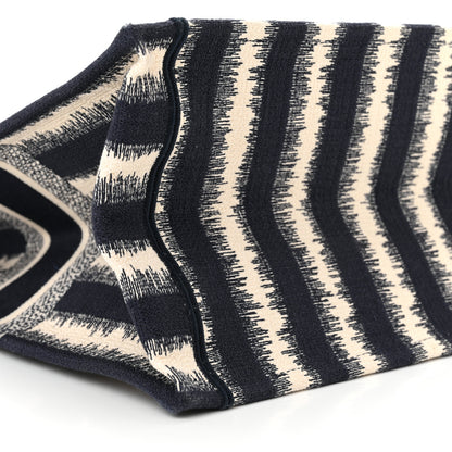 Christian Dior Canvas Embroidered Large Striped Book Tote Navy 9 of 10