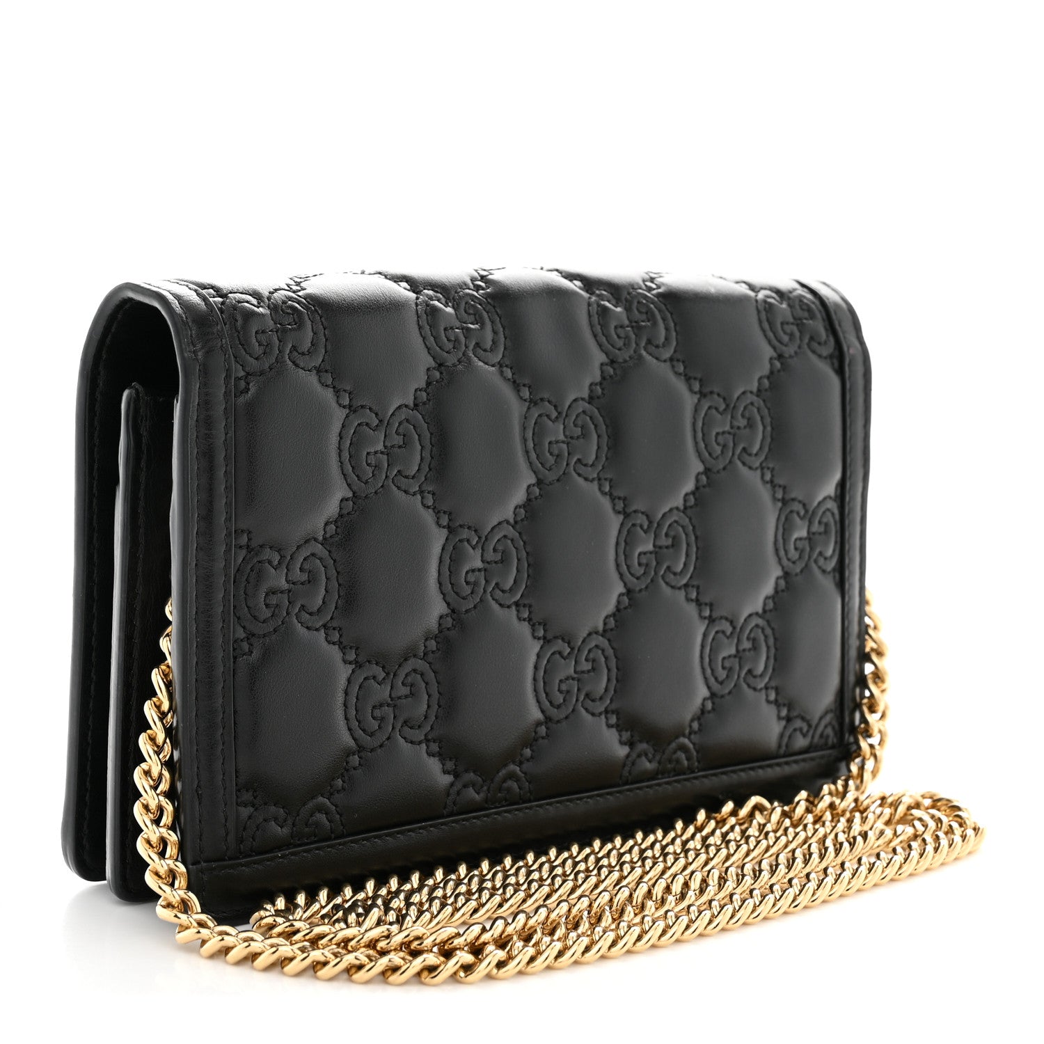 Gucci Calfskin GG Matelasse Chain Wallet Black 3 of 10