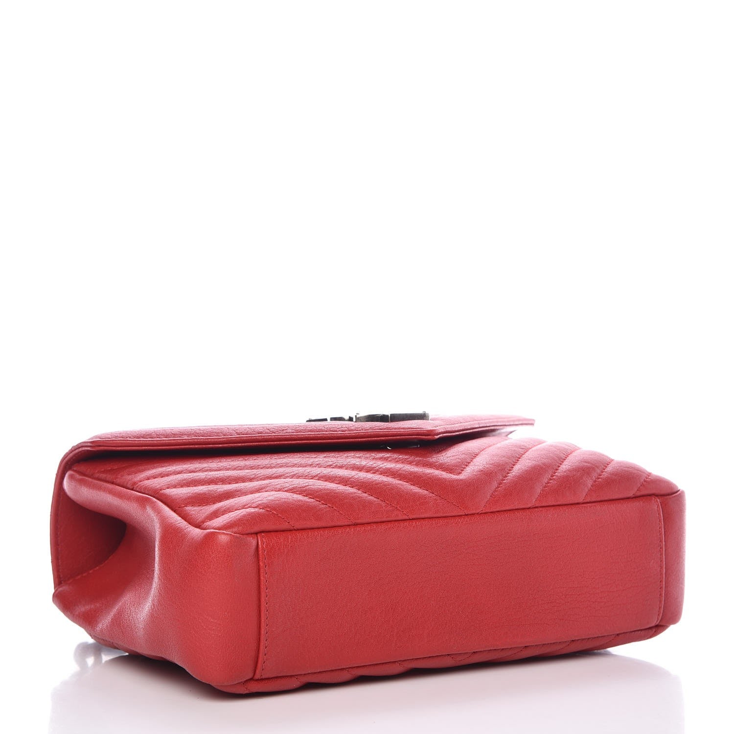Saint Laurent Sheepskin Matelasse Chevron Monogram Medium College Bag Rouge 5 of 14