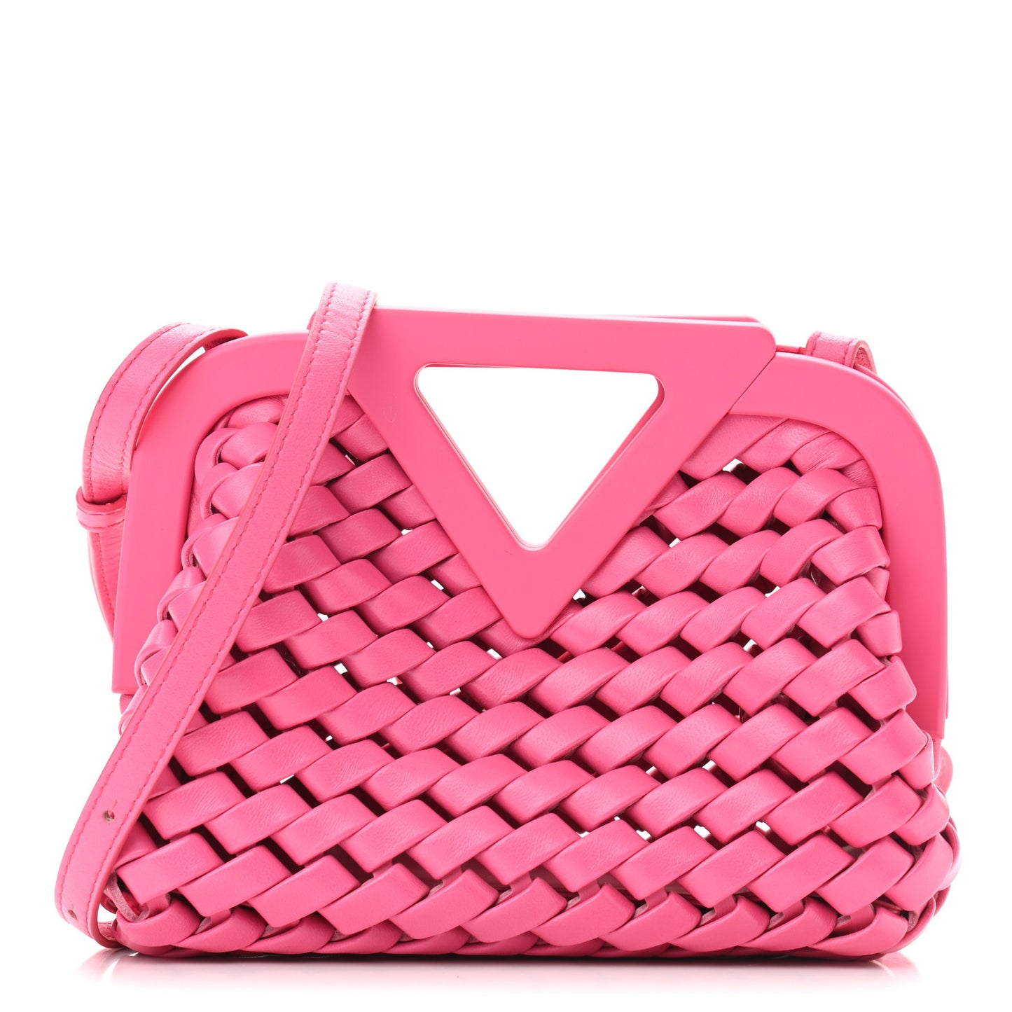 Lambskin Calfskin Slanted Intreccio Small The Point Triangle Bag Bonbon