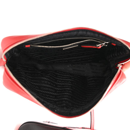 Prada City Calfskin Perforated Chain Shoulder Bag Black Lacca 7 of 13