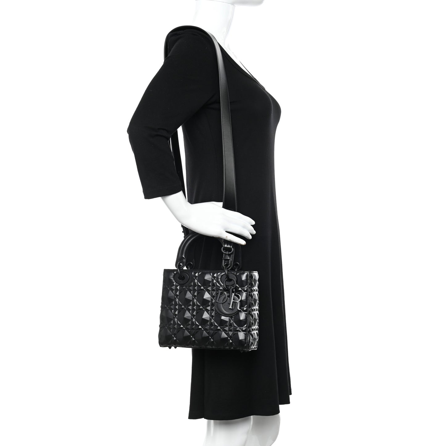 Calfskin Cannage Diamond My ABCDior Lady Dior Black