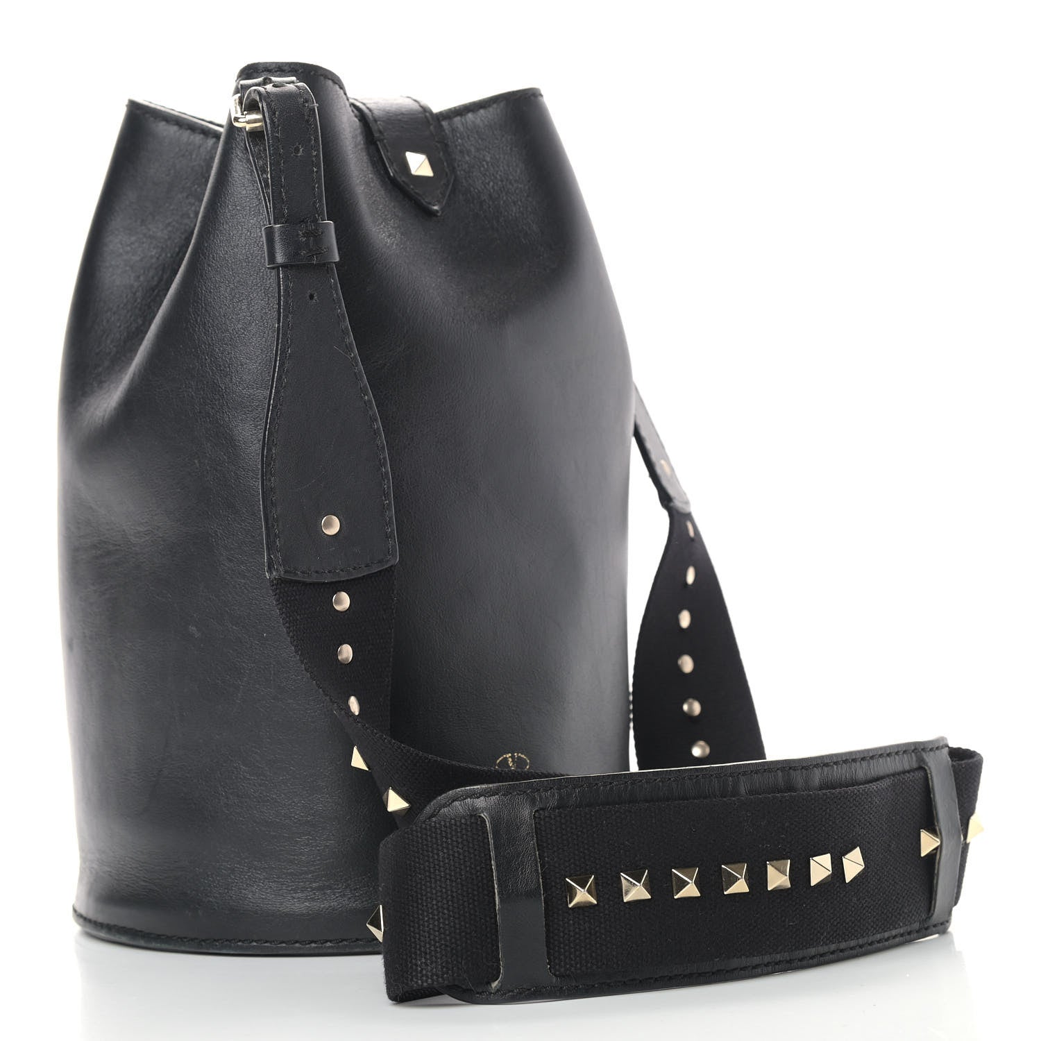 Valentino Garavani Vitello Rockstud Bucket Bag Black 2 of 17