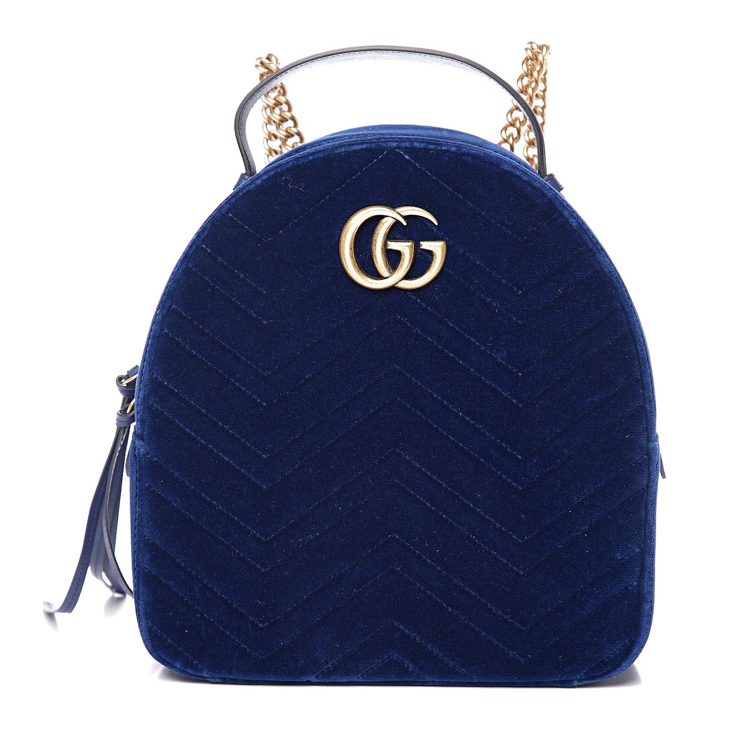 Velvet Matelasse GG Marmont Dome Backpack Cobalt Blue