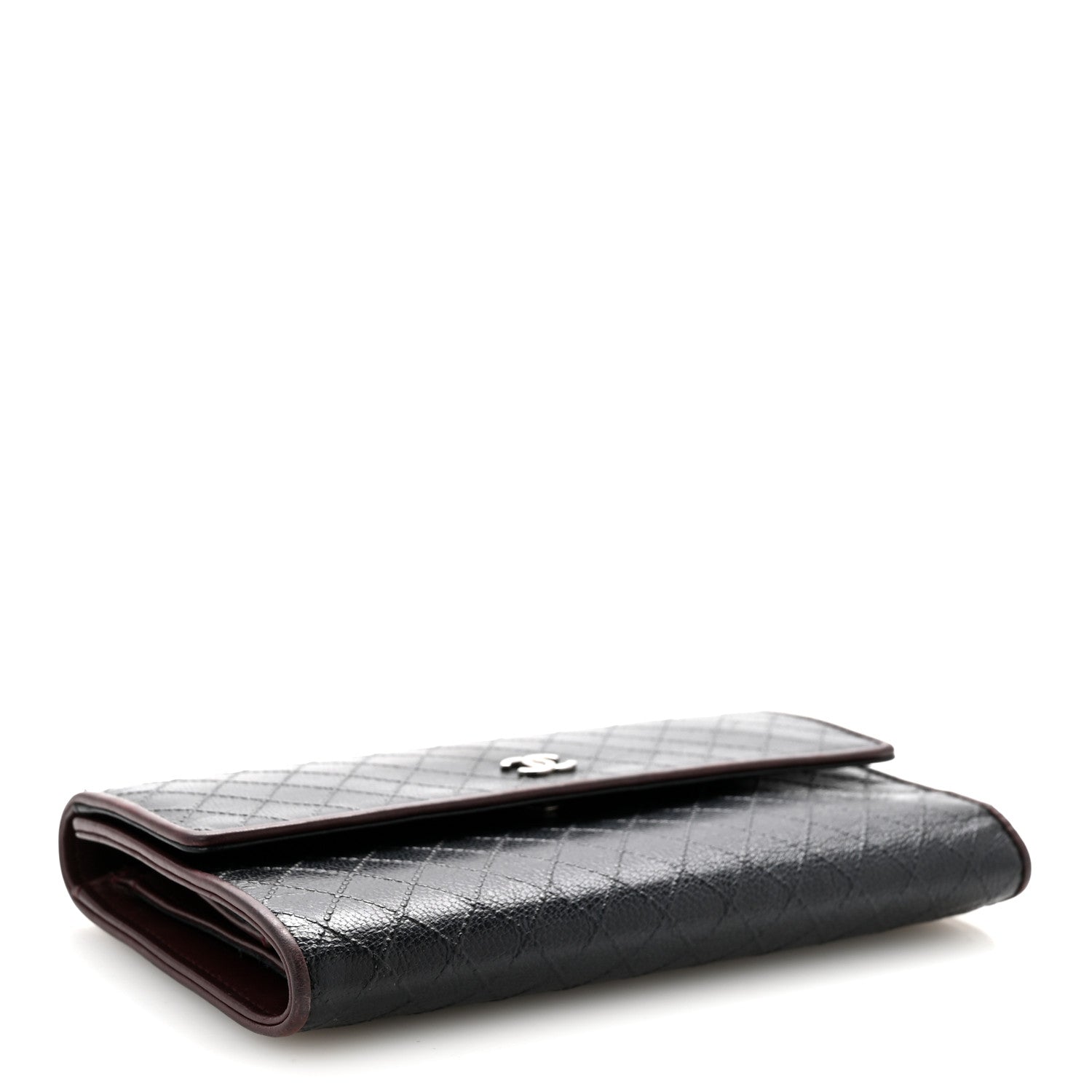 Chanel Calfskin Diamond Stitched Flap Wallet Black 4 of 12