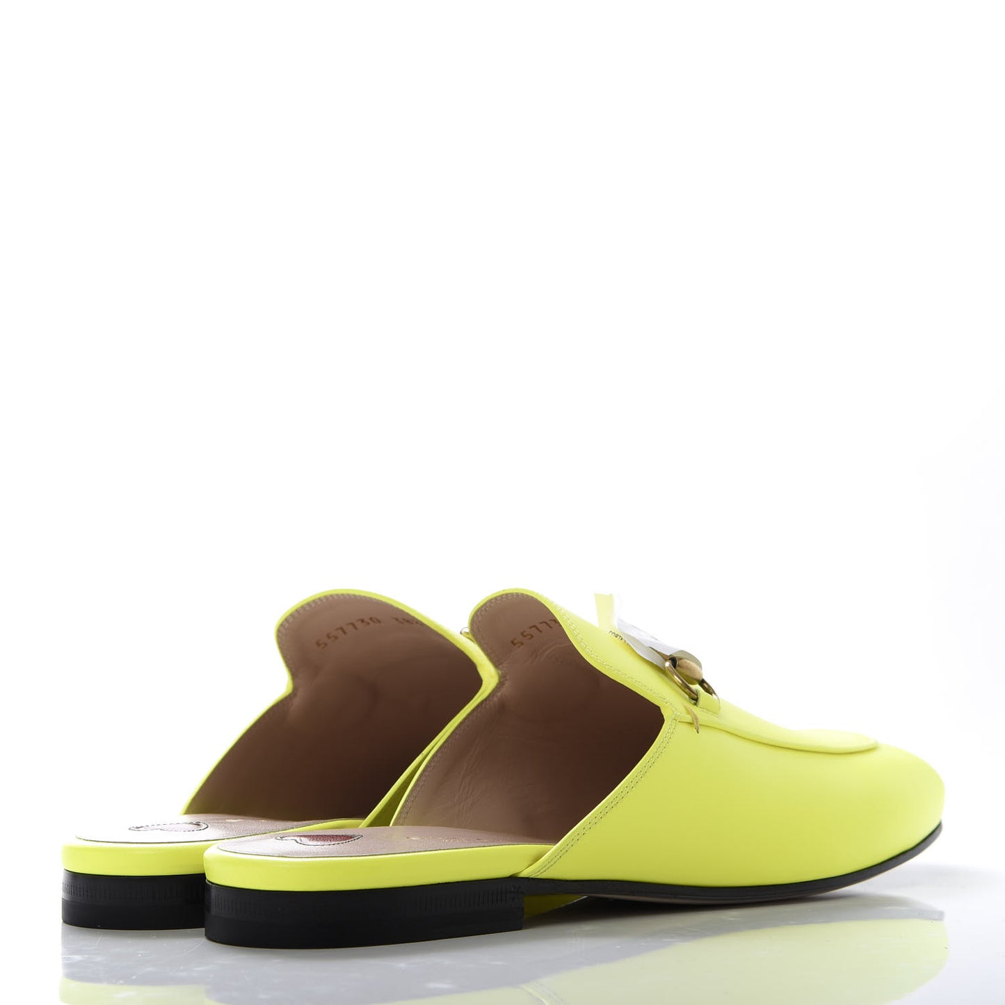 Calfskin Womens Princetown Slippers 38.5 Yellow Fluo