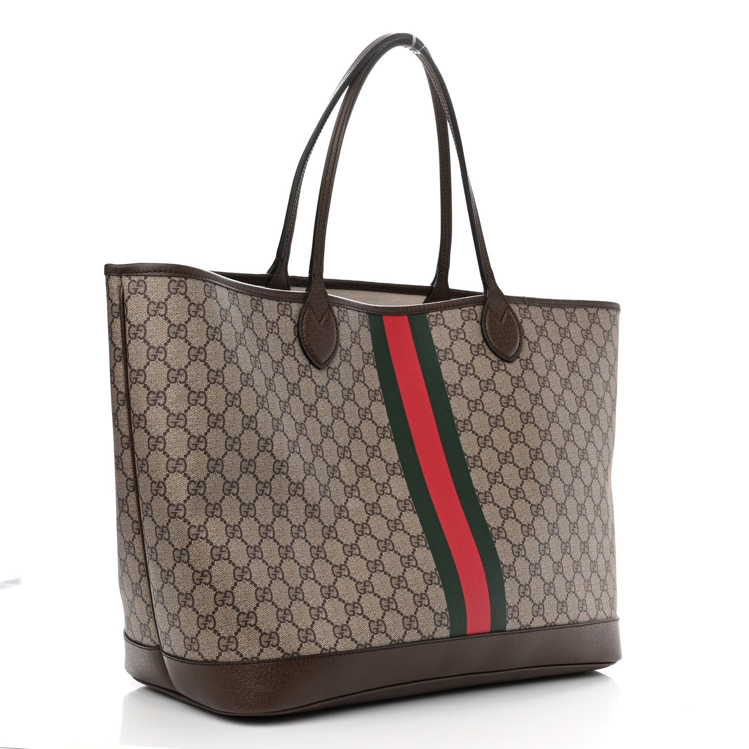 Gucci GG Supreme Monogram Textured Dollar Calfskin Web Large Ophidia Tote Beige Ebony New Acero 4 of 11
