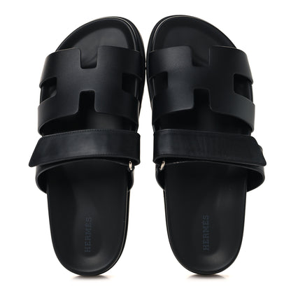 Hermes Calfskin Womens Chypre Sandals 40 Black 2 of 10