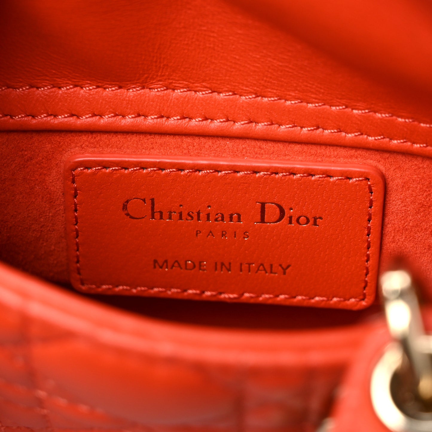 Lambskin Cannage Micro Lady Dior Orange