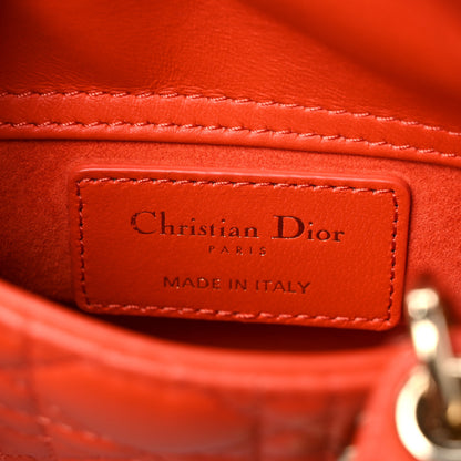 Christian Dior Lambskin Cannage Micro Lady Dior Orange 6 of 10