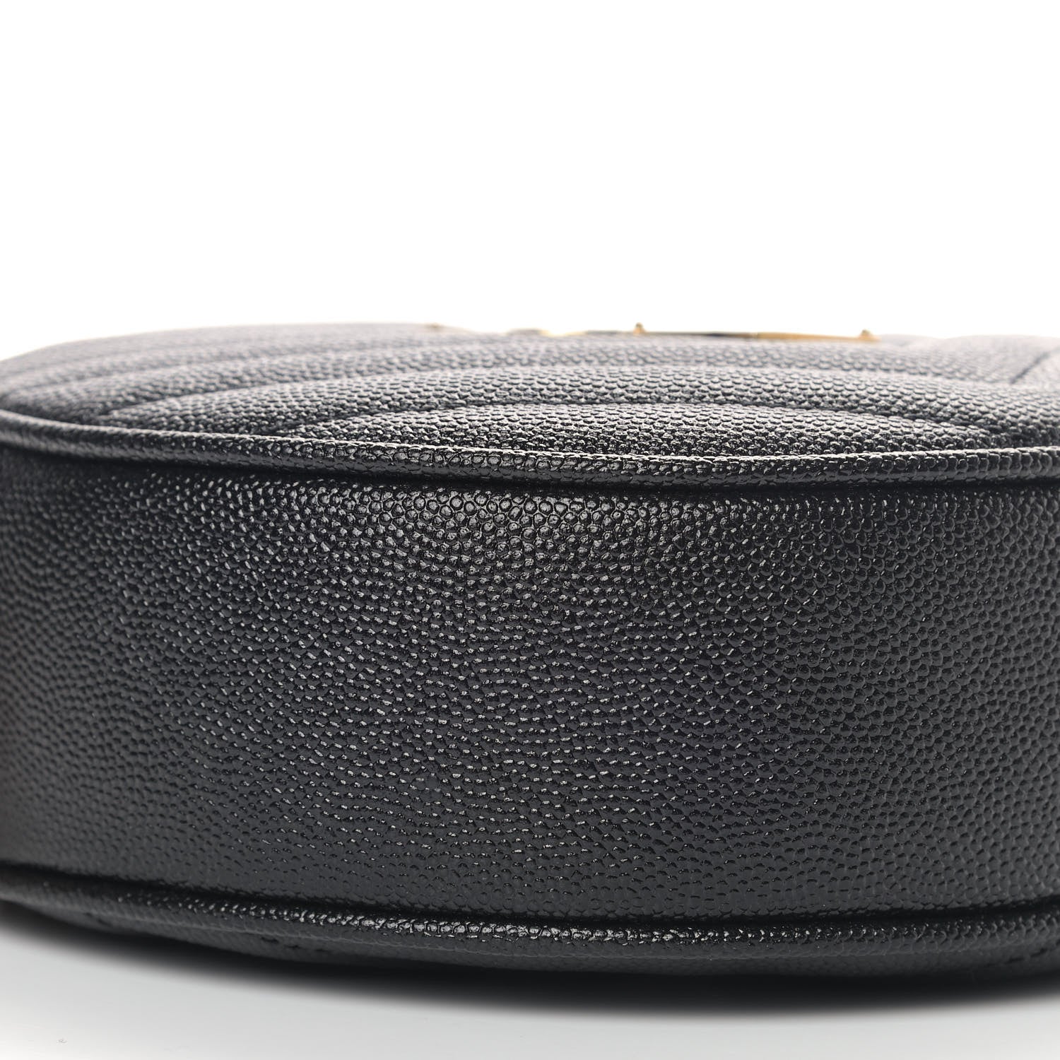 Saint Laurent Grain De Poudre Matelasse Chevron Quilted Round Vinyle Camera Bag Black 6 of 9