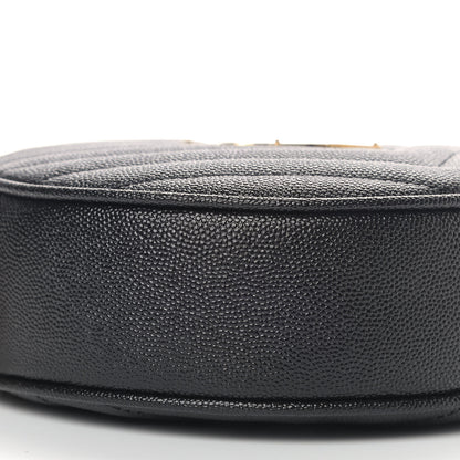 Saint Laurent Grain De Poudre Matelasse Chevron Quilted Round Vinyle Camera Bag Black 6 of 9