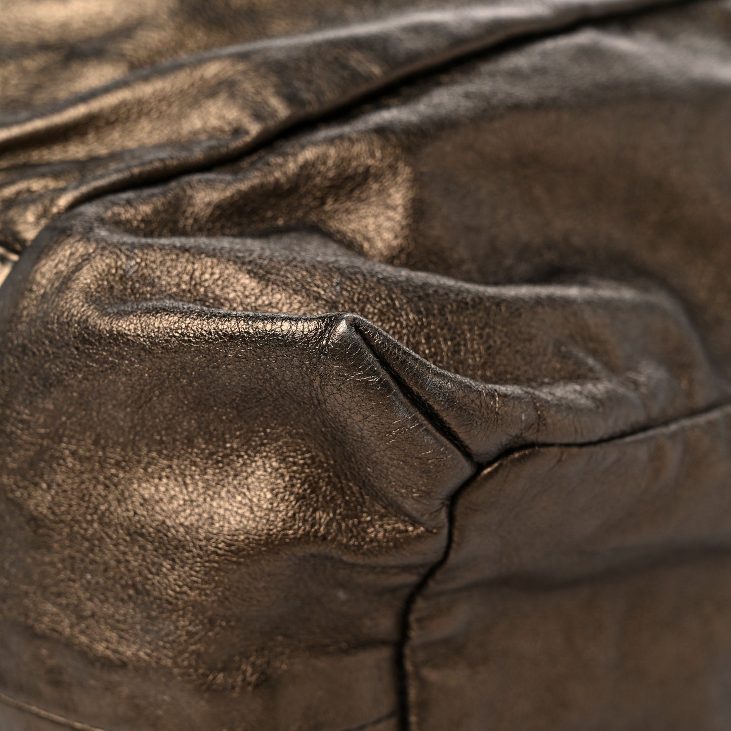 Metallic Calfskin Medium Hysteria Hobo Brown