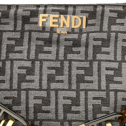 Fendi Chenille Vitello Seta Plexiglass FF Fendi O'Lock Zipper Anthracite Asfalto 7 of 9