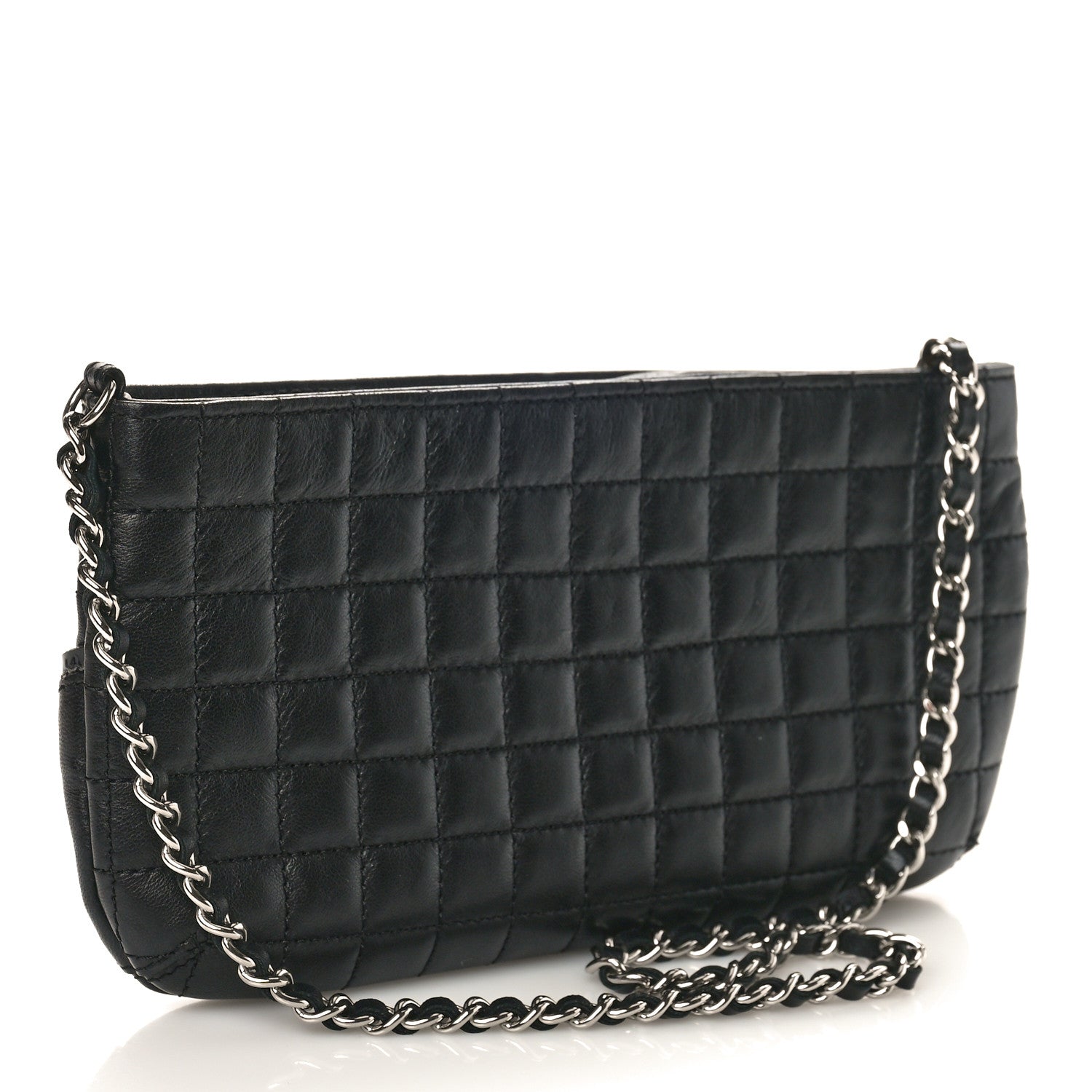 Chanel Lambskin Camellia No. 5 Chain Pouch Black 2 of 8