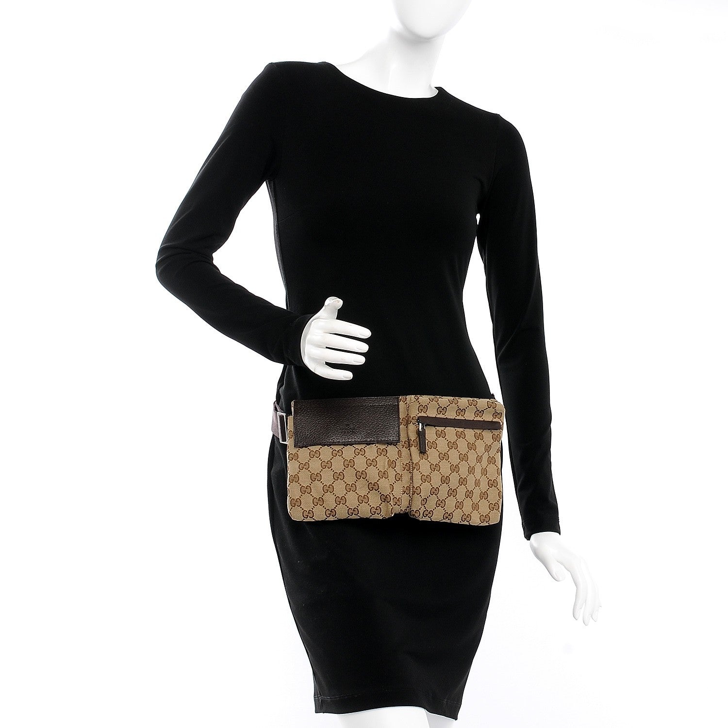 Gucci GG Monogram Double Pocket Belt Bag Dark Brown 2 of 8