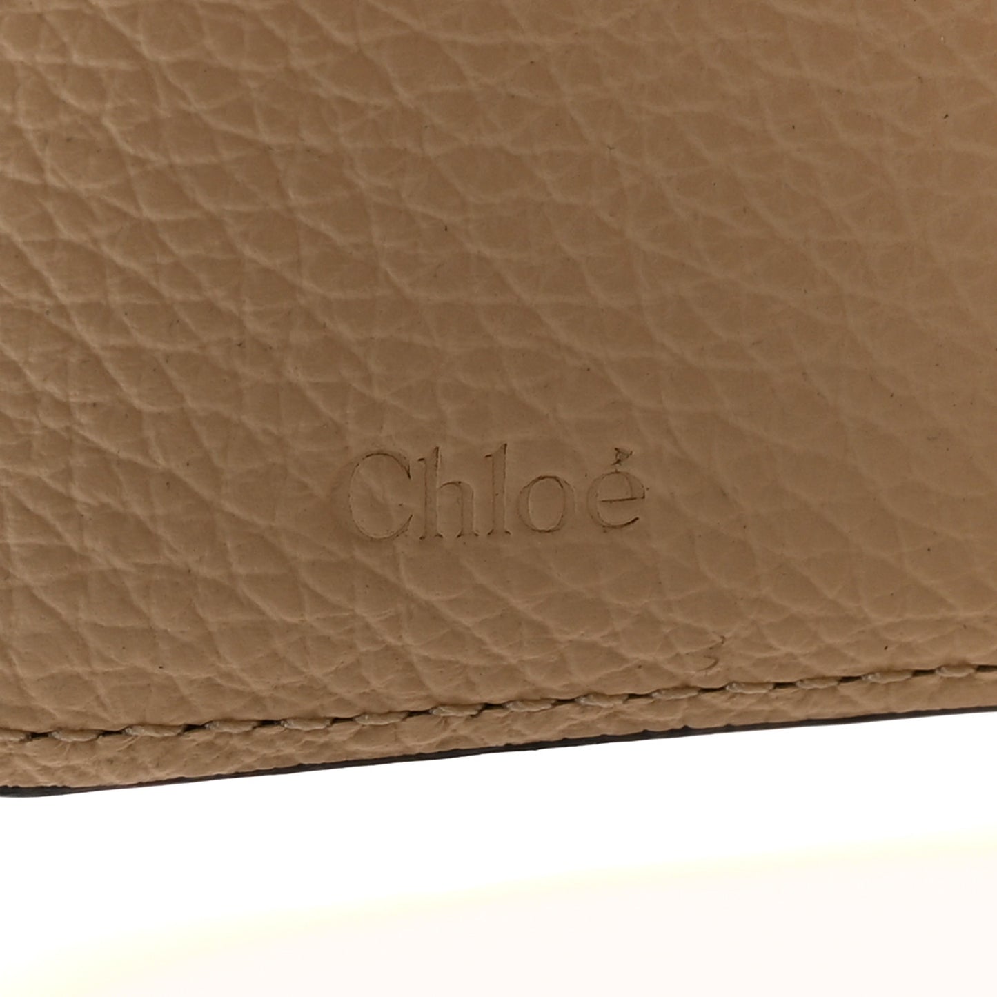 Grained Calfskin Alphabet Mini Trifold Wallet Sweet Beige