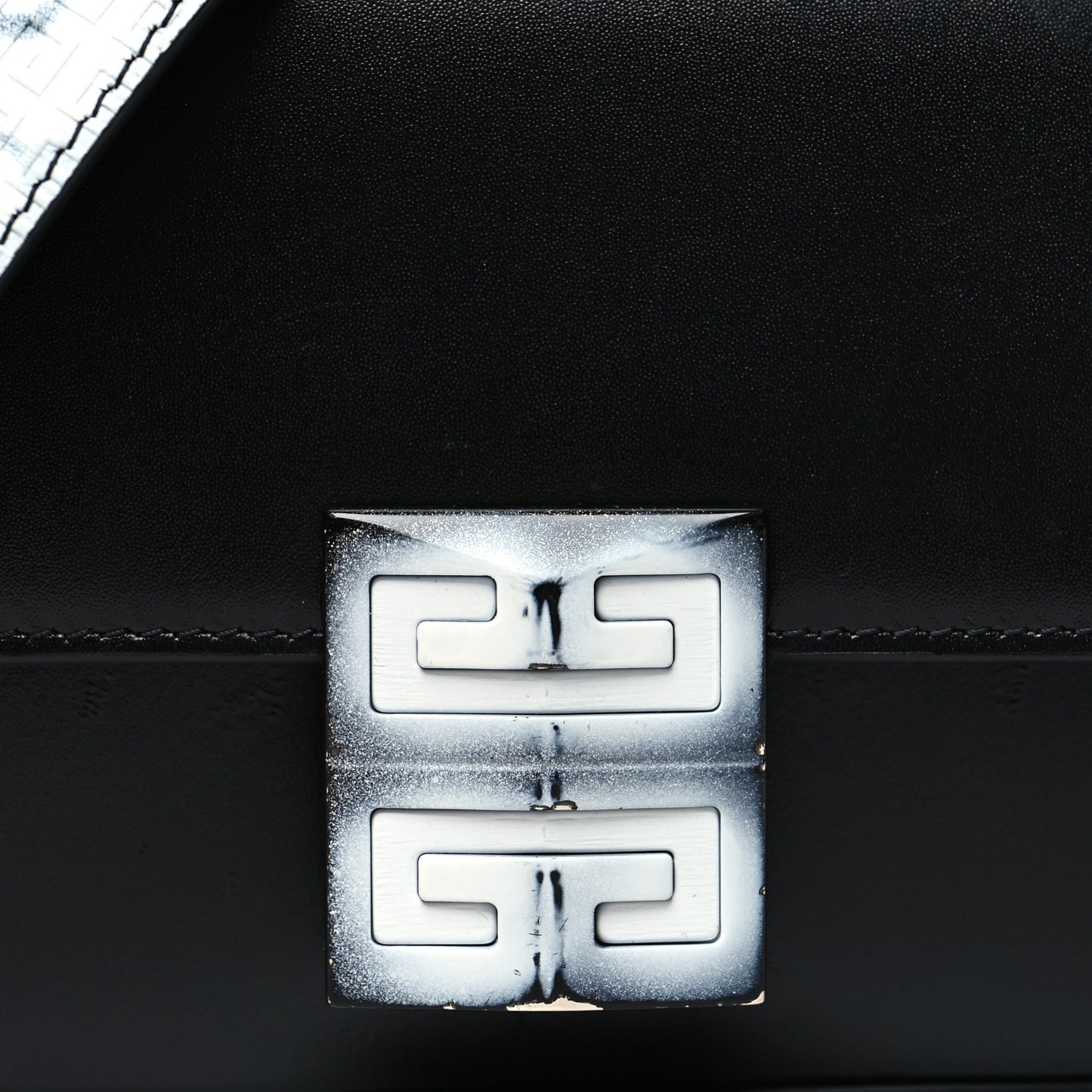 X CHITO Box Calfskin Graffiti Effect Small 4G Shoulder Bag Black