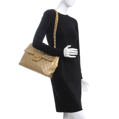 Chanel Metallic Lambskin Quilted XL Jumbo Single Flap Gold 2 of 7