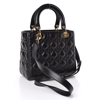 Christian Dior Lambskin Cannage Medium Lady Dior Black 3 of 15
