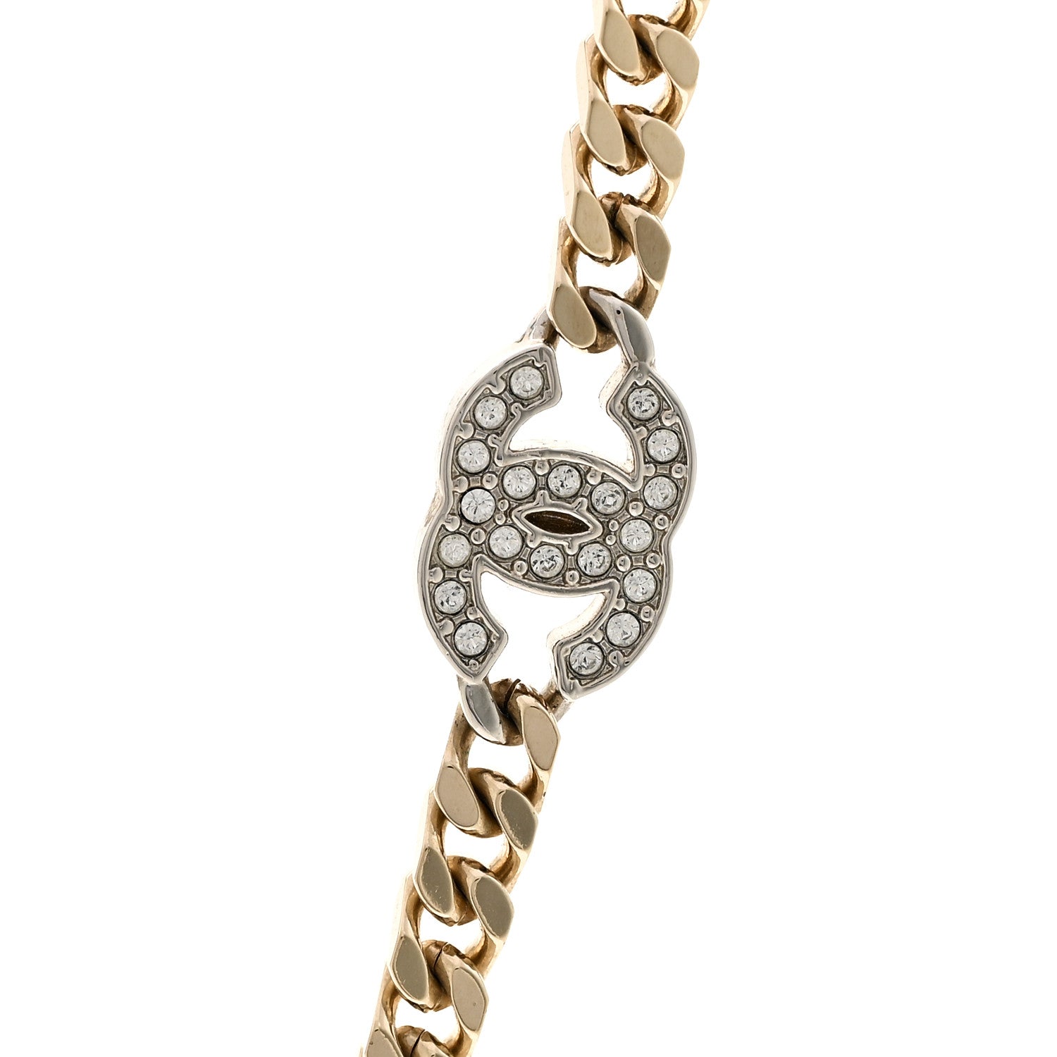 Chanel Crystal Chain CC Link Choker Gold Silver 4 of 6