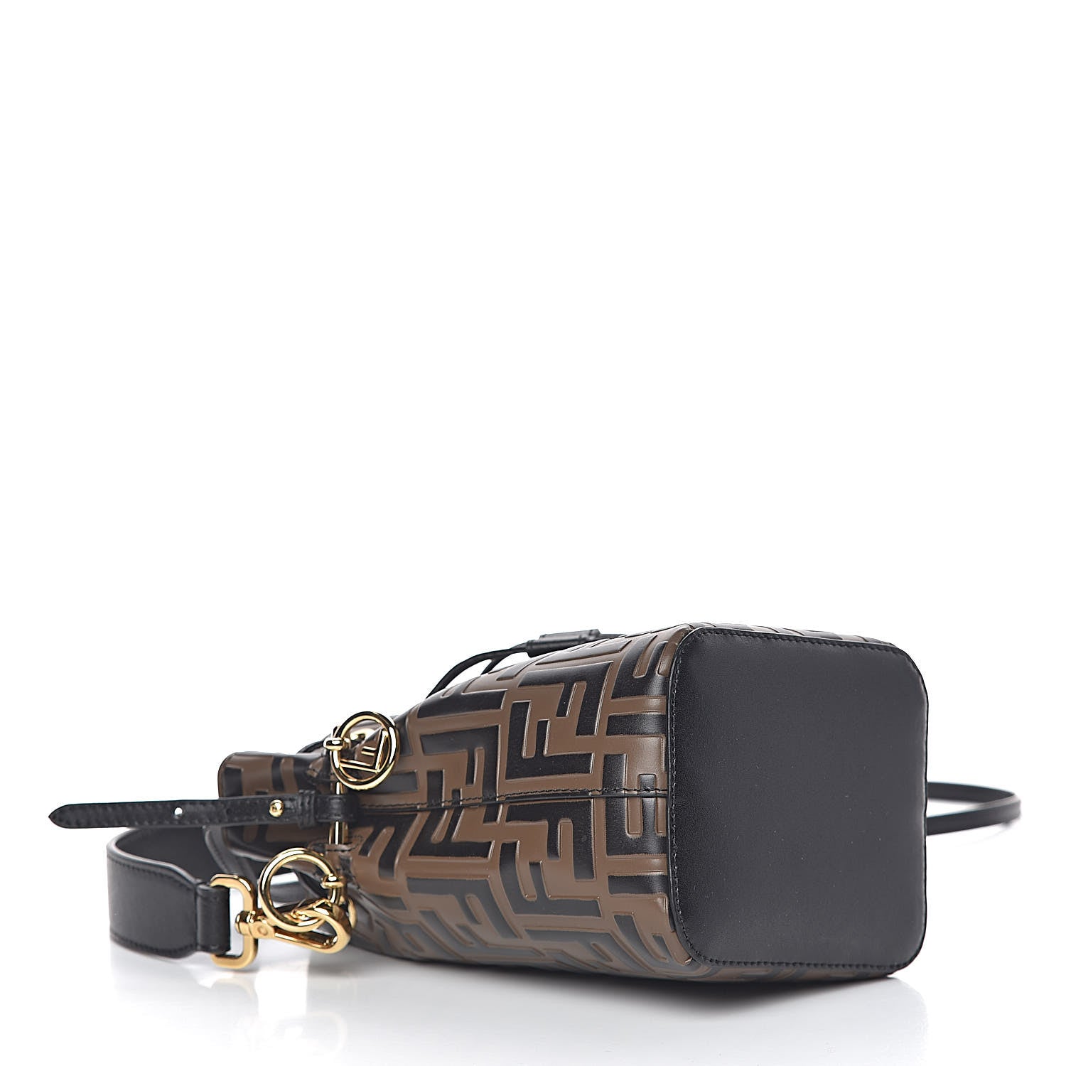 Fendi Vitello Liberty F is Fendi Bi-Color FF 1974 Embossed Mini Mon Tresor Bucket Bag Maya Black 4 of 10