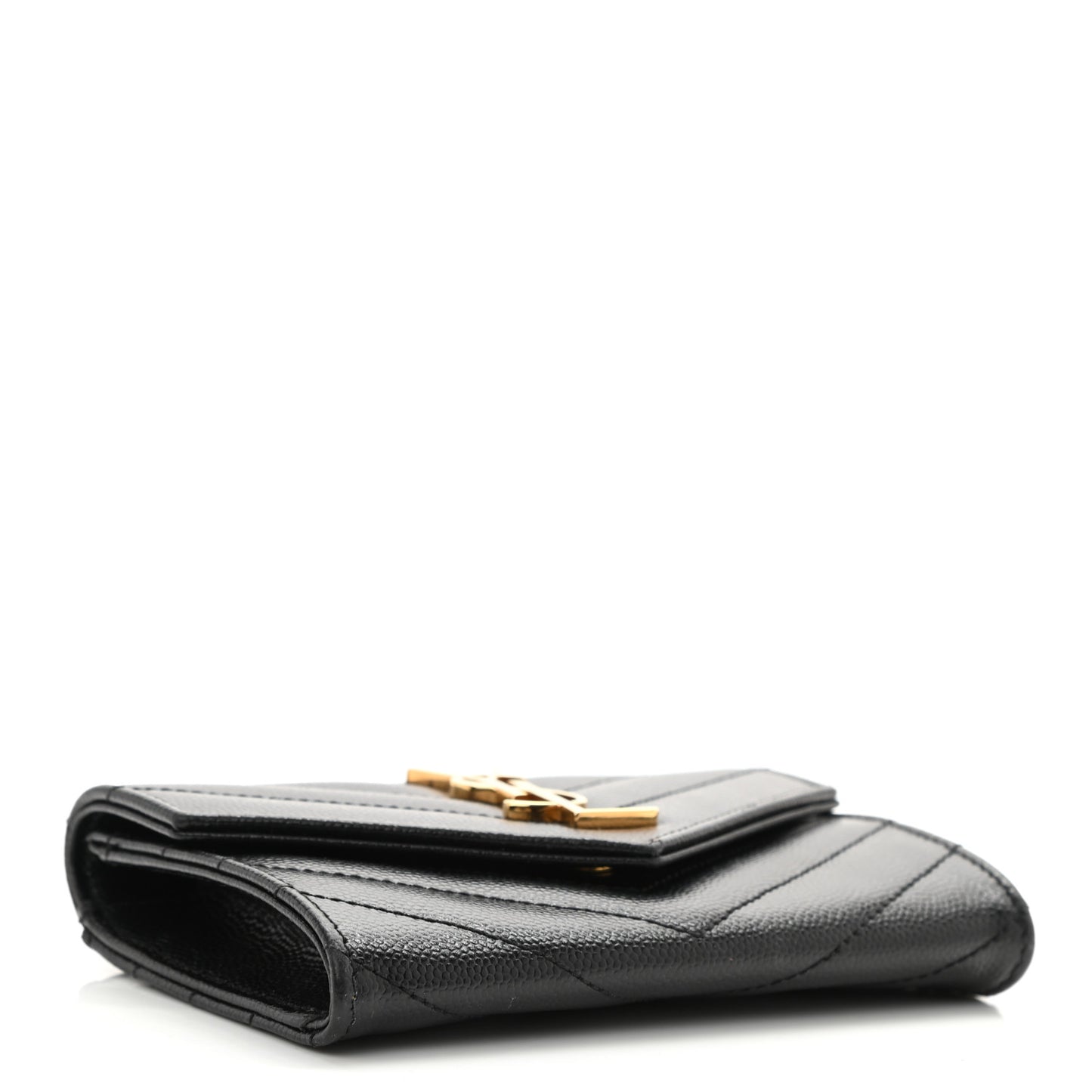 Grain De Poudre Matelasse Chevron Small Monogram Envelope Wallet Black