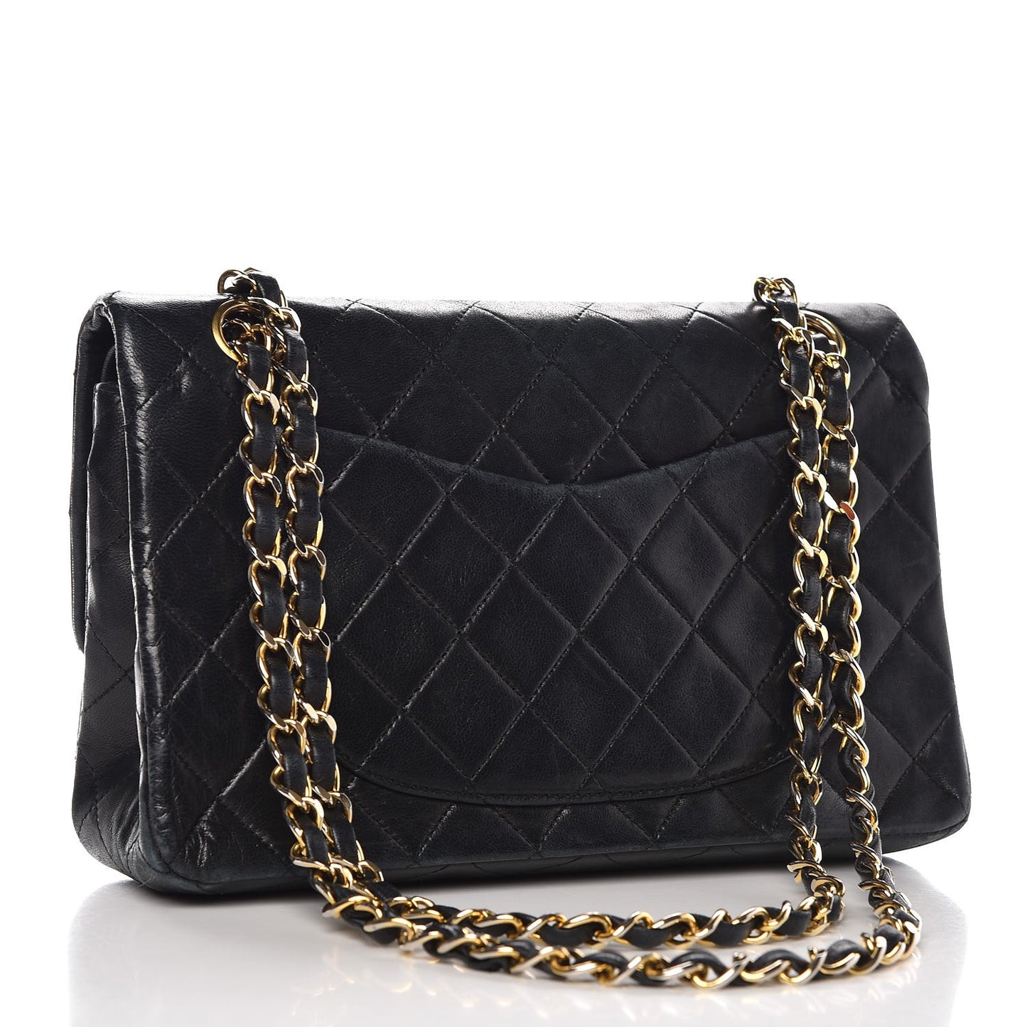 Lambskin Quilted Small Double Flap Black