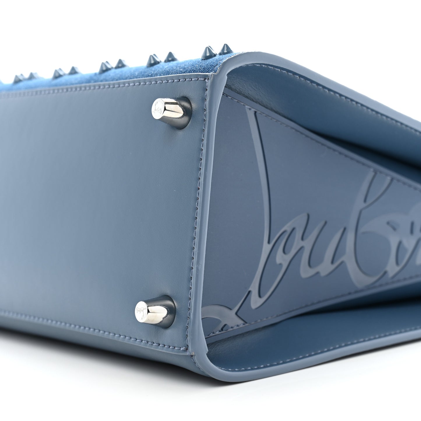 Denim Calfskin Studded Loubinthesky Medium Paloma Blue