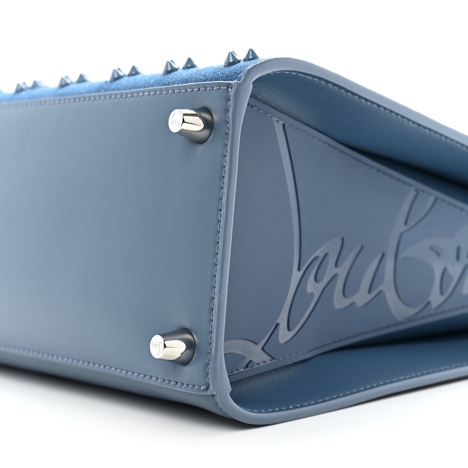 Christian Louboutin Denim Calfskin Studded Loubinthesky Medium Paloma Blue 9 of 11