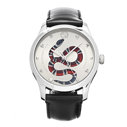 Gucci Stainless Steel Calfskin 38mm G-Timeless Snake Quartz Watch 1 of 9