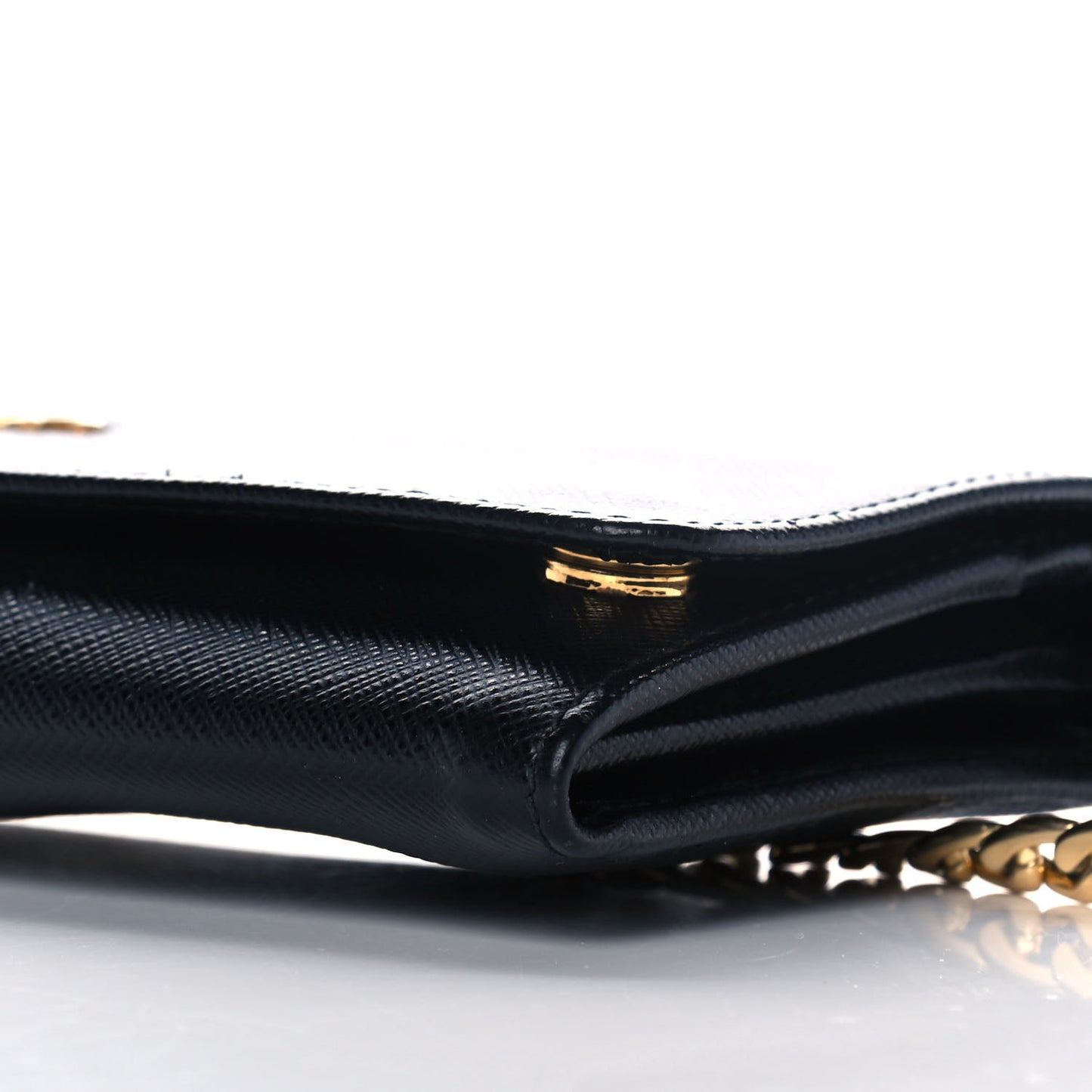 Saffiano Lux Chain Wallet Black