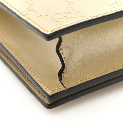 Gucci Metallic Guccissima Signature Bowy Chain Wallet Golden Beige 11 of 14