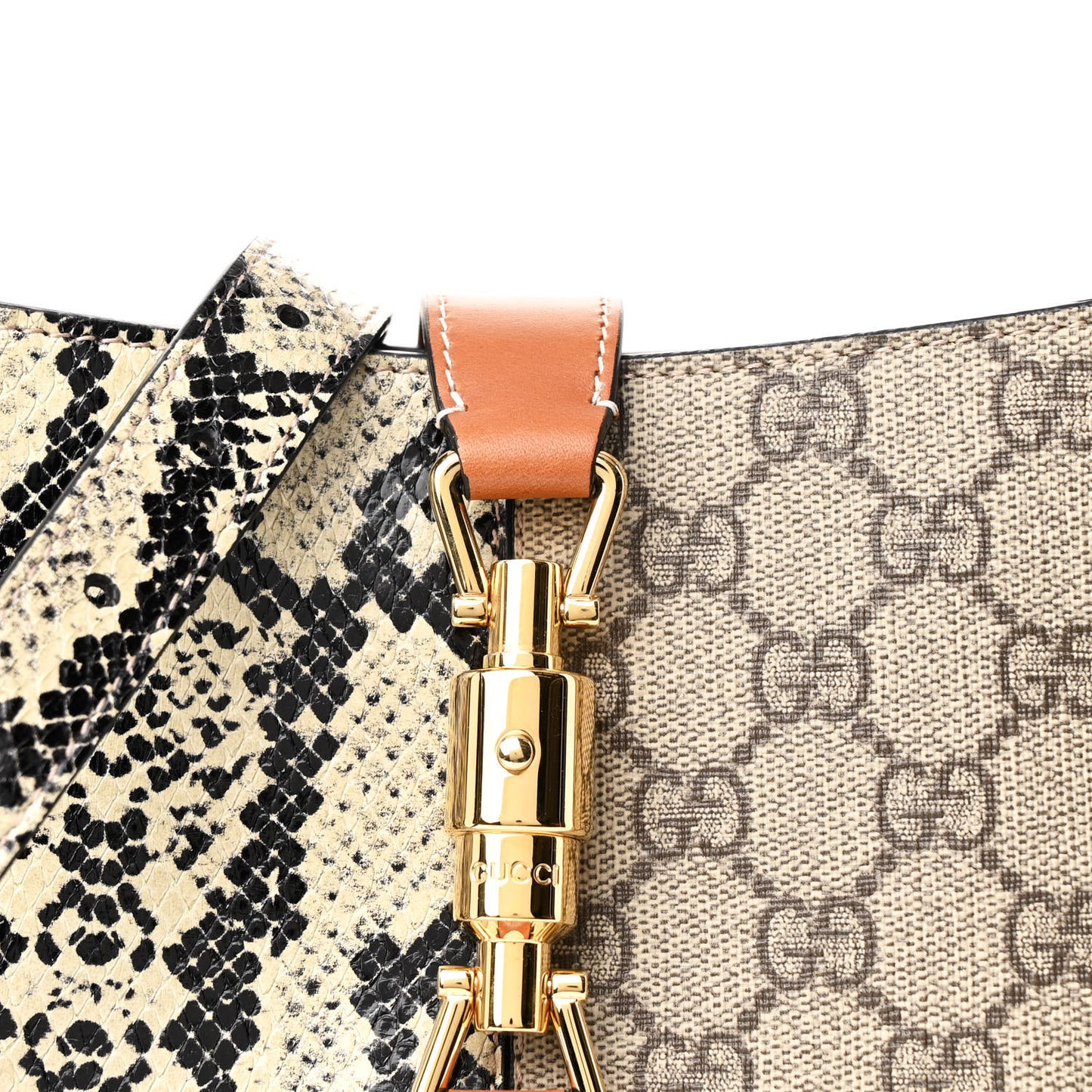 GG Supreme Monogram Snakeskin Small Jackie 1961 Hobo Beige Ebony