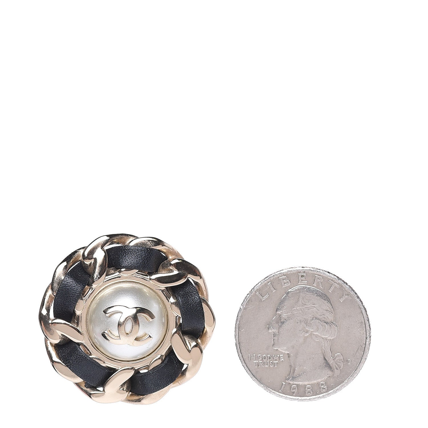Chanel Pearl Lambskin Chain Around CC Earrings Gold 2 of 5