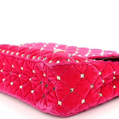 Valentino Garavani Velvet Medium Rockstud Spike Shoulder Bag Disco Pink 9 of 12