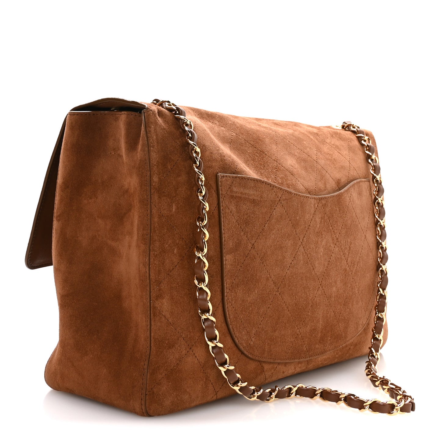 Suede Calfskin Souplissimo Maxi Flap Camel