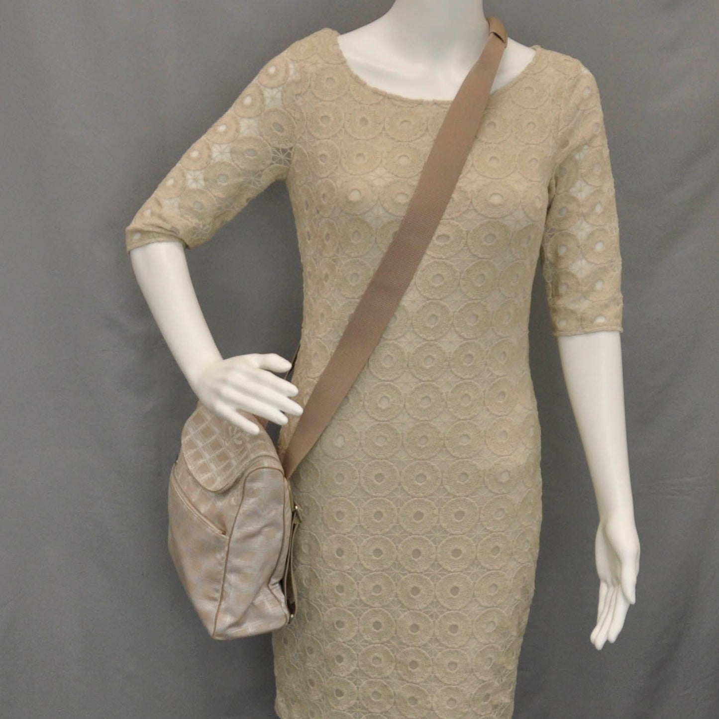 Nylon Travel Convertible Backpack Beige